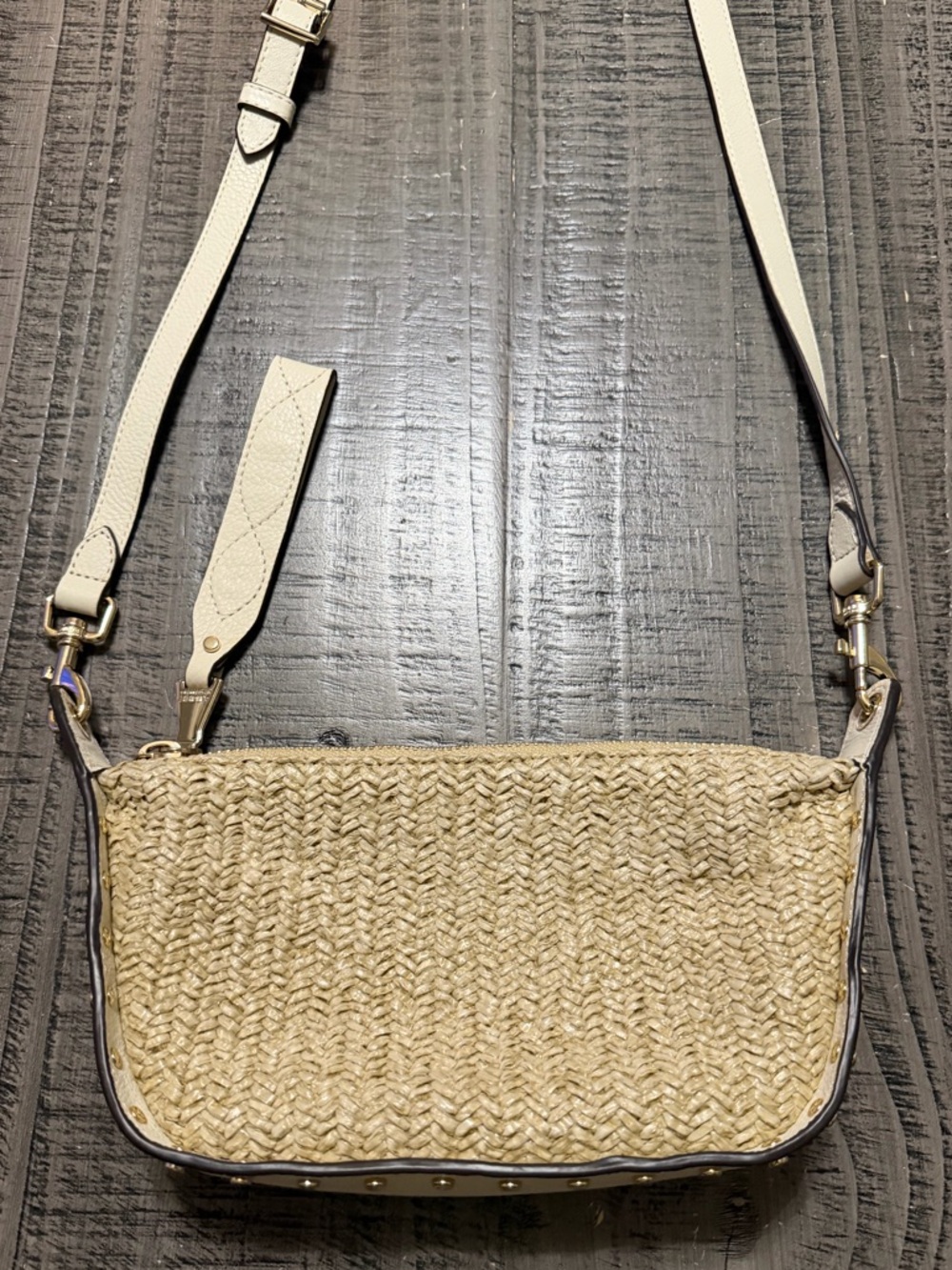 Aimee Kestenberg Natural Woven Crossbody with Cream Strap